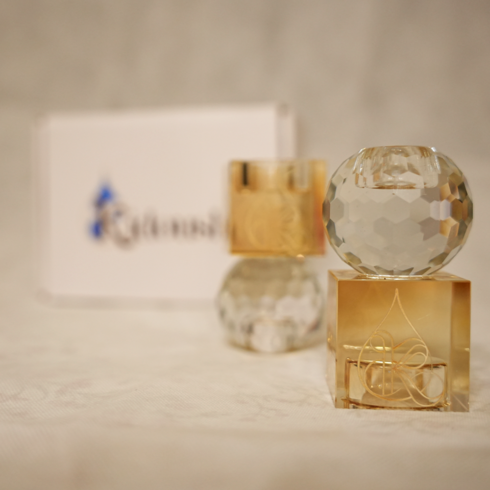Coffret Duo Bougeoirs Réversibles – Cristal K9 & Ambre – Shabbat & Havdala