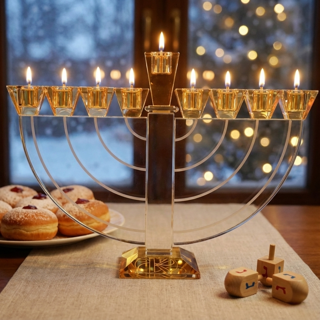 Coffret Hanoukia Design – Cristal K9 & Ambre – Architecture Moderne