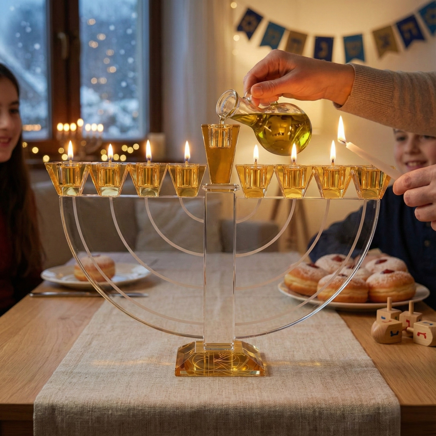 Coffret Hanoukia Design – Cristal K9 & Ambre – Architecture Moderne