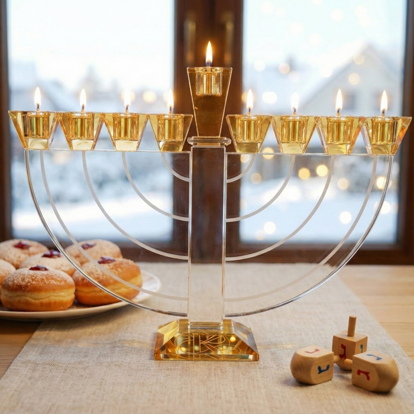 Coffret Hanoukia Design – Cristal K9 & Ambre – Architecture Moderne